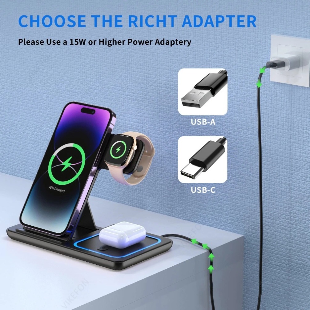 Foldable 3 in 1 Wireless Charg - Smartwatch Apple Watch recension och pris