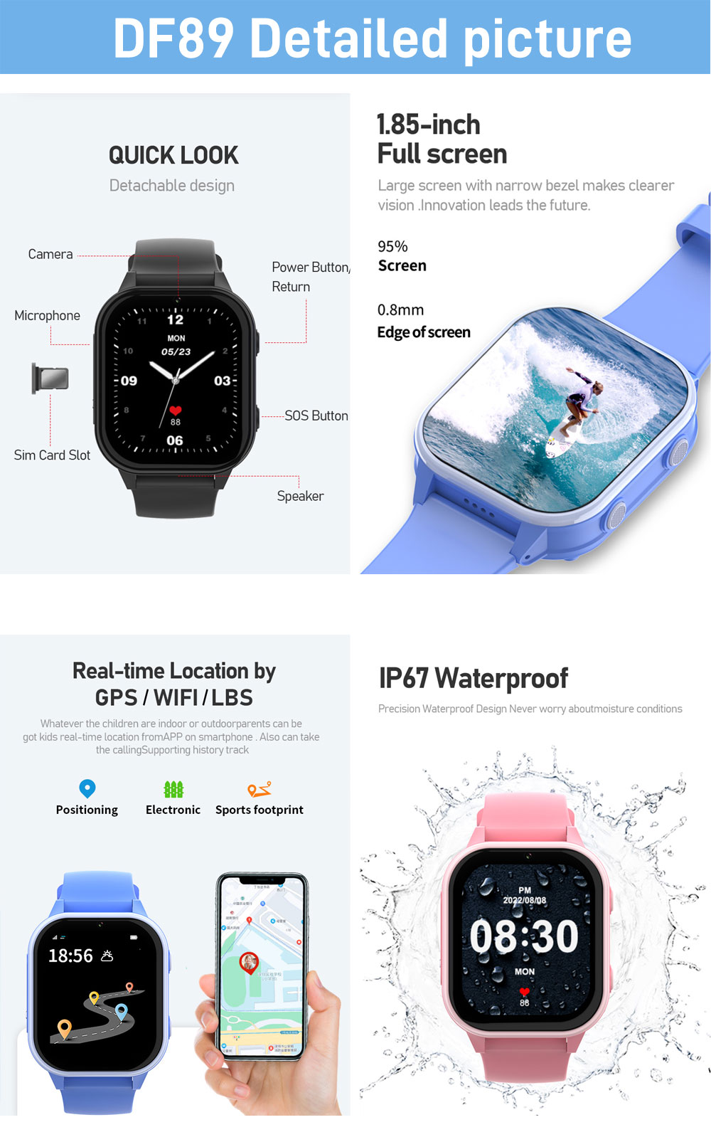 2G 4G Kids Smart Watch Phone G - Smartwatch Watches For Kid Boy Waterproof recension och pris