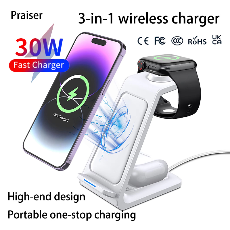 15W 3 in 1 Wireless Charger St - Smartwatch Apple Watch recension och pris